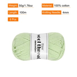 Rebower Cotton Yarn,100% Cotton Soft Knitting Yarn [for Hand DIY Bag Cushion Crocheting Knitting Project Home Decor] -6 Skeins of 300g/10.58oz(Per Skein 50g/109yards)/Light Green