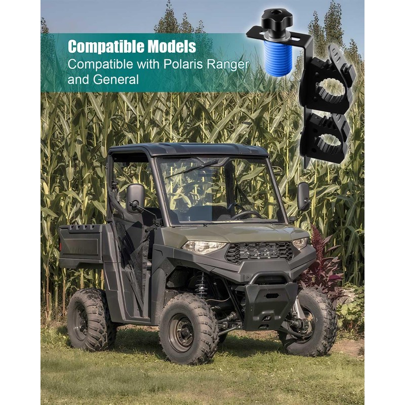 UTV Tool Holder Bed Mount with Rotatable Rubber Clip Compatible