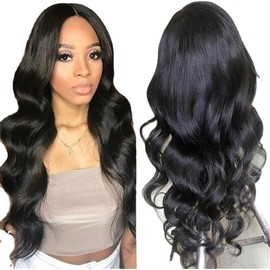 Long Black Hair Lace Wigs Loose Wavy Hair Glueless Heat Resistant Synthetic Lace Front Wigs for Black Women 65cm
