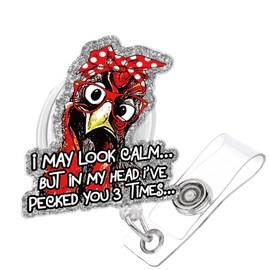 Chicken Badge Reel, Funny Chicken Badge Reels Retractable with ID Clip, Badge Holder Name Badge Accessories, Cute Animal Pediatric Decorative for Nursing Nurse Teacher Student