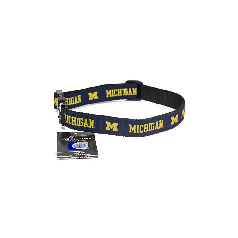 Michigan Wolverines Ribbon Dog Collar - Medium
