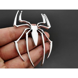 2PCS 3D Spider Emblem Car Sticker Metal Chrome Silver Spider Badges Sticker for Universal Car Vehicle, Truck, Motorcycle, RV, Scooter, SUV, Door, Window for Headphone Decorations(Silver-B0C22ZMFK8)