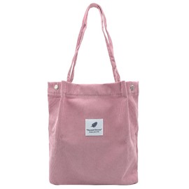 YDHfdc Corduroy Bag Large Shoulder Bag Women's Handbag Shopper Colourful Striped Tote Bag Beach Bag Shopper Fabric Bag for Everyday, Office, School and Shopping, pink