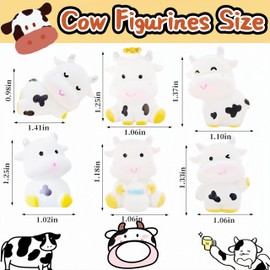EVDERS 6Pcs Mini Resin Animals Cow Figures, Cute Miniature 6 Styles Little Resin Animals Cow Figurines for Micro-Landscape Ornaments, Dollhouse DIY Crafts Fairy Garden Indoor Outdoor Decorations
