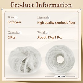 Sofeiyan 2 Piezas De Moño Desordenado, Extensión De Moño Ondulado Y Rizado, Minimoño Desordenado, Coleteros, Accesorio De Peluca Sintética Tipo Donut, Moño Espacial Rec Gris Bollo Pequeño Elástico