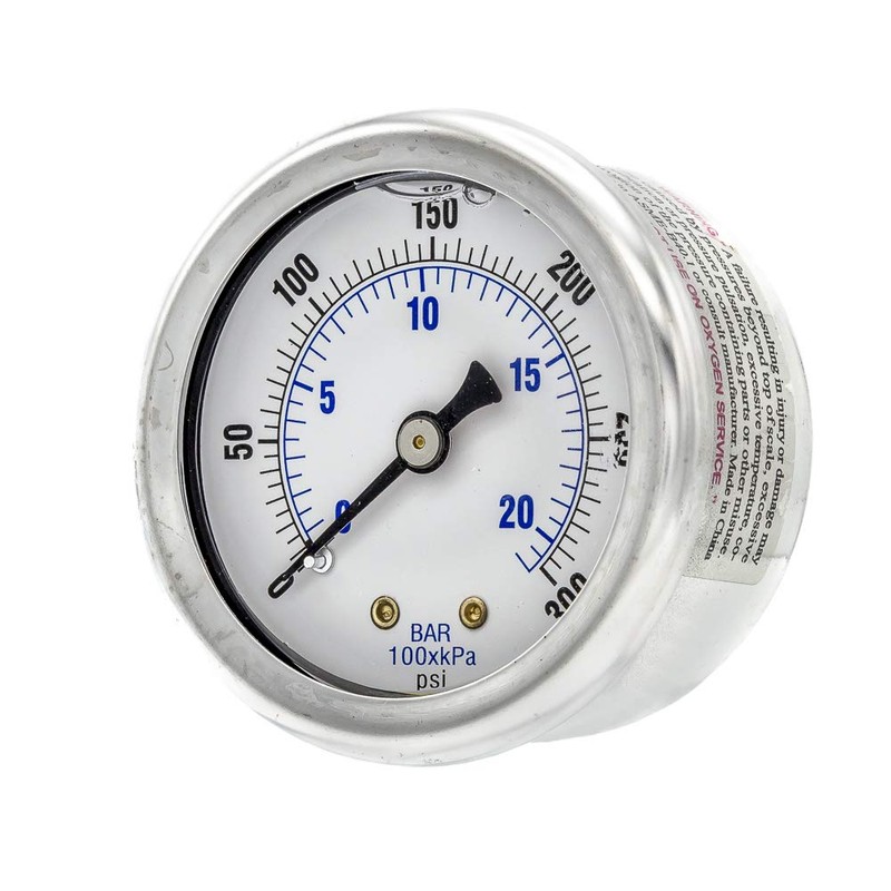 PIC Gauges 202L-204H Center Back Mount Glycerine Filled Pressure Gauge