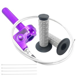 Motorcycle Throttle Assembly,7/8" Quick Twist Throttle Grips with Throttle Cable Aluminum Alloy Universal for CRF KLX SSR TTR 110 125 150 200 250cc Dirt Pit Bike ATV Mini Bike (Purple + Black)