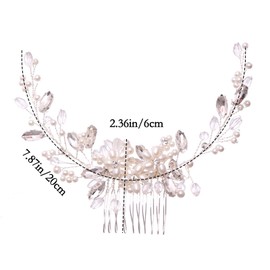 3PCS Bridal Hair Combs Pearl Rhinestone Floral Vine Design, Wedding Evening Hair Accessories for Brides & Bridesmaids