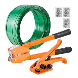 Heavy Duty Banding Sealer Tool Kit 1000 ft Length PET Band 300 Metal Seals Manual Pallet Pack 100% Readiness 100% CustomerLength of Strapping Belt: 1000 ft, Strapping Tape Type: PET