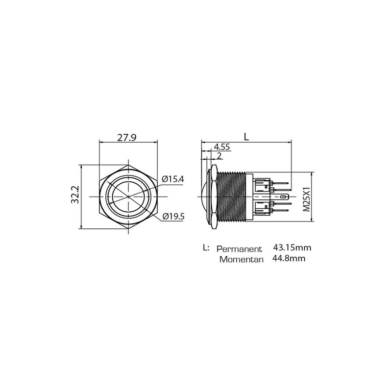 Metzler - Pressure Switch 25 mm - LED Ring Lighting