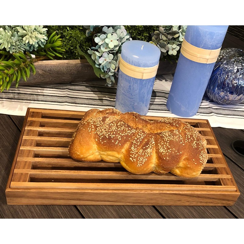 Kalmar Home Acacia Wood Three-in-One Trivet and Bread Crumb Catcher