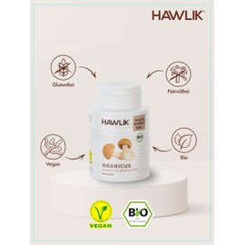 Hawlik Vital Mushrooms - Organic Agaricus Powder Capsules - 250 Capsules - 420 mg Vital Mushroom Powder - Shellbroke Process - GMP Quality