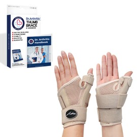 Dr. Arthritis Doctors Designed Wrist Bandage, Thumb Brace Left/Right, Wrist Support with Thumb Splint/Stabilising Wrist Support with Thumb Brace [Beige, Pair]