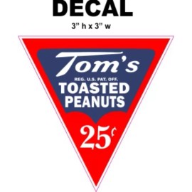 Tom's 25 Cents Toasted Peanuts Decal, Great for Dioramas, Gumball Machine & More