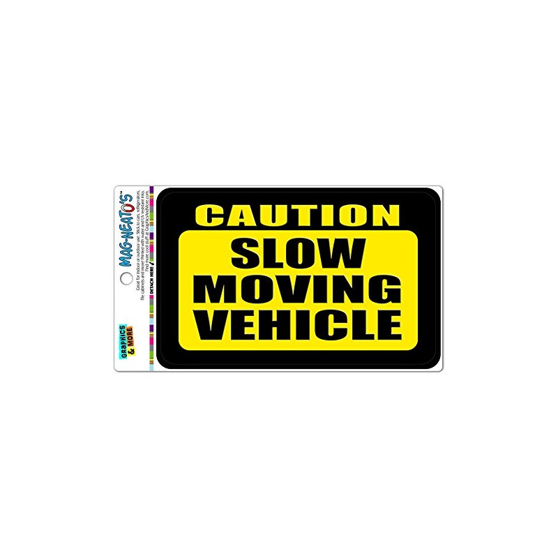 Caution Slow Moving Vehicle Vinyl Magnet Sign