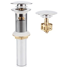 Pop Up Sink Drain with Overflow, Bathroom Faucet Vessel Vanity Sink Drain with Detachable Basket Stopper, Polished Chrome