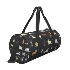 Gbuzozie Cute Dogs Animals Black Background Sports Gym Bag Travel Duffel Bag Shoes Compartment For Men Women Foldable Lightweight Yoga Gym Sports Bag