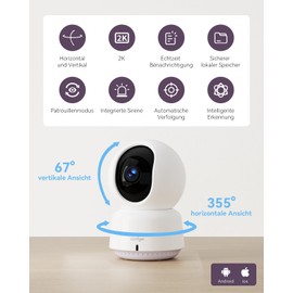 Comfyer Baby Monitor WiFi IP Camera, Swivelling Surveillance Camera Indoor with Two-Way Audio, 4-Split Screen, Motion Tracking, IR Night Vision, Lullabies for Baby, Pet, Dogs