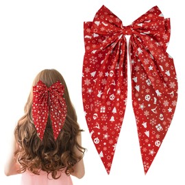 JazSwirl Large Christmas Hair Bows for Women, Holiday Christmas Hair Accessories Christmas Hair Clips for Hair Styling, Holiday Hair Bows for Women, Christmas Bows for Girls (Red White)