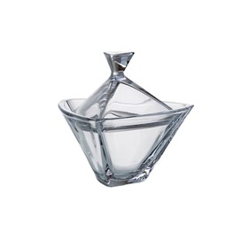 Barski - European Quality Glass - Crystalline - Triangle - Covered - Candy Dish - Jewelry Box - 7" - Made in Europe