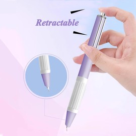 Retractable Fountain Pen, 0.38mm,Torpedo Room Design,Includes 40 Black Ink Cartridges and 2 Blue Ink Cartridges, Smooth Writing, Super Soft Non-Slip for Writing, Office (Pink)