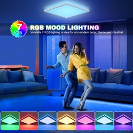 LEZOE 12 Inch LED Flush Mount Ceiling Light Dimmable with Remote Control, 24W 2400lm 3000K-6500K LED Ceiling Light Fixture Dimmable, Led Ceiling Lamp for Living Room, Bedroom, Kitchen, Laundry Room