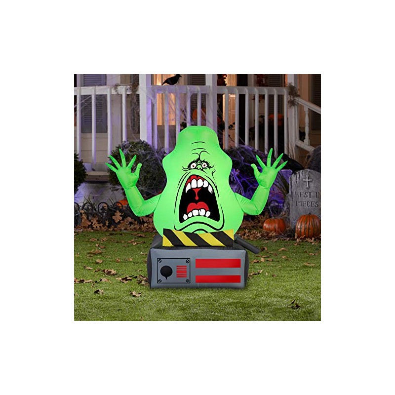 Gemmy Airblown Slimer Ghost on Ghost Trap Ghostbusters, 3.5 ft