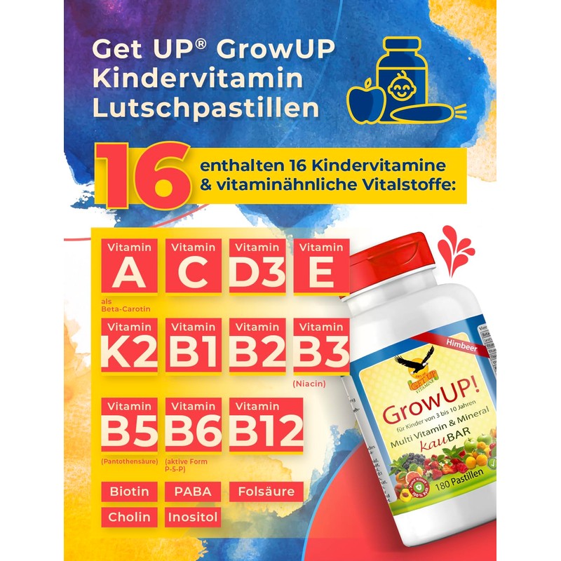 Get UP 180 Children's Vitamin Lozenges, Sugar-Free, 24 Vitamins, Minerals