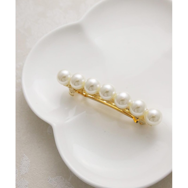 Vingtaine H-525 Pearl Barrette, Simple, Hair Accessory, Large, Classical