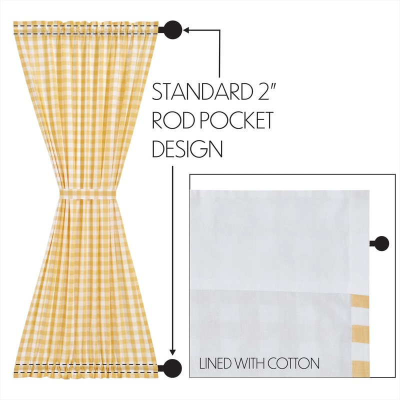 VHC Brands Annie Buffalo Check Farmhouse 72"x40" Door Panel Yellow