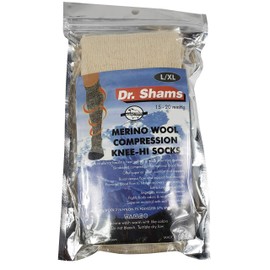 Dr. Shams Merino Wool Compression Knee High Socks Ideal for, Hiking , Travel-Sports-Nurses-Reduces Swelling (Beige, Small/Medium)