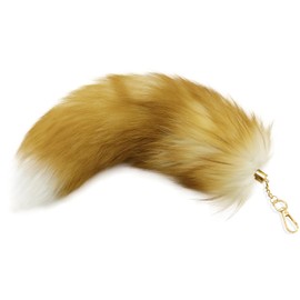 Atifober Faux Fur Tail Keychain, Soft Fox Tails Key Chain For Handbags Long 15.75 Inch Therian Tail Fox Keychains Cosplay Accessories Furry Tail Backpacks Charm Keychain Pendant Faux Animal Tail