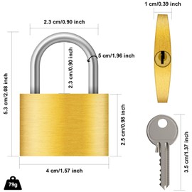 Diyife Brass Padlock 40 mm, Pack of 2, 6 Keys, Waterproof Locks for Tool Boxes, Suitcases, Cupboards, Lockers, Warehouses, Garage, Garden - Smooth Unlocking
