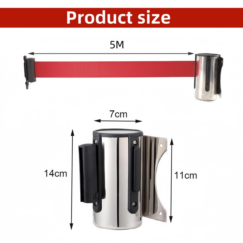 5 m Stainless Steel Barrier Extendable Barrier Tape Retractable Wall