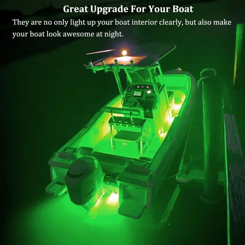 EVOTECH 10 Pack Green 6 LED Deck Marine Boat Lighting