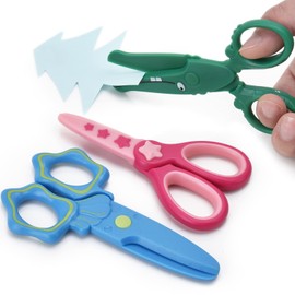 DealKits Children's Safety Scissors, Pack of 3 Children's Scissors, Paper Scissors, Craft Scissors, Preschool, Nursery, Beginners Scissors with Plastic Blade, DIY Crafts, Ideal for Ages 2 and Up