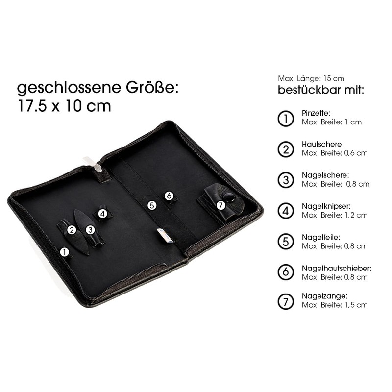 Remos Nail Case Empty Genuine Leather for Filling with 7