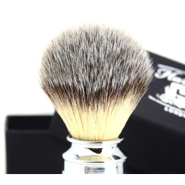 Men's Shaving Brush Synthetic Hair Shaving Brush Black & Silver Drum Handle Comes in Classical Gift Box Presant