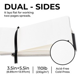 Funto Watercolor Journal, 3.5x5.5", 48 Pages Each, Cold-pressed, Inner Pocket, 110 lb/230 gsm, Art Supplies for Watercolor Techniques and Mixed Media