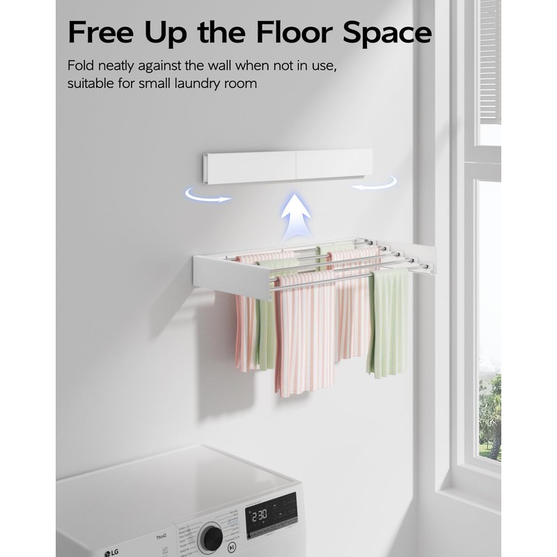 Vikaqi Wall Mounted Clothes Drying Rack 23.6", Foldable Wall Mount
