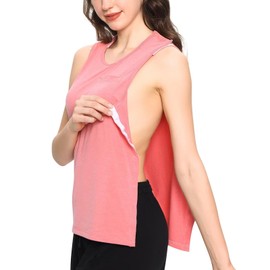 Landofgenie Post Shoulder Surgery Shirts for Women Tear Away Mastectomy Chemo Shirt Adaptive Clothes Port Access Tank Tops Pink XL