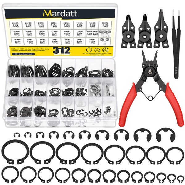 Mardatt 312Pcs 21 Sizes C-clip External Retaining Rings Snap Rings