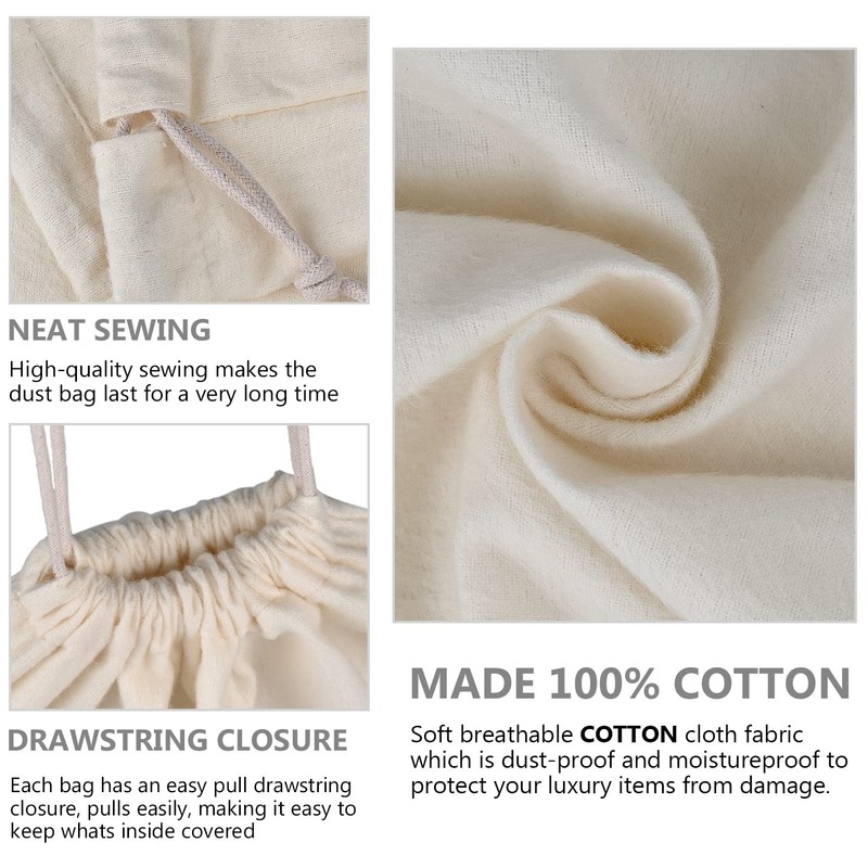 HAMBOLY 100% Cotton Bags 5 Pack Dust Cover Storage Pouch