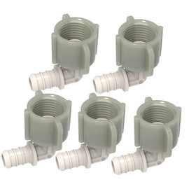 SEAFLO Plastic PEX Pipe Coupling 90 Degree Fitting Swivel Adapter 1/2"-14 FNPT x 1/2" Barb Elbow Fitting - Compatible with PEX or PE-RT Pipe, Corrosion Resistant (5-Pack)