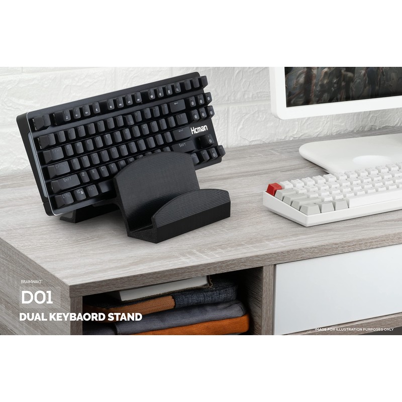 BRAINWAVZ Dual Desktop Keyboard Stand & Holder, Organize Your Desk,