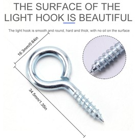 Pack of 20 Eye Bolts Stainless Steel 35 mm Screw Hooks Ceiling Hooks Hook Screw Hooks for Screwing Ring Screws for Household, Kitchen or Other Art Projects