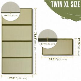 Houseables Tatami Mat, Tatami Mattress, Japanese Sleeping Mat, Japanese Floor Mattress, Bamboo Sleeping Rug, Kotatsu Floor Bed, Futon, Goza, Traditional, Rush Grass, Folding, Anti-Slip, Twin XL, 80x40