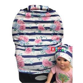 7pc Baby Boy Baby Girl Whole Set of Infant Car Seat Cover Canopy Hat Nursing Scarf, 01AT02