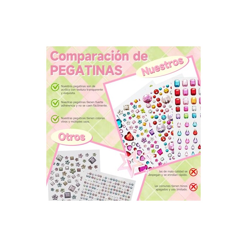 2743 Piezas Diamantes Autoadhesivas Brillo, Decora y Personaliza Cualquier Objeto