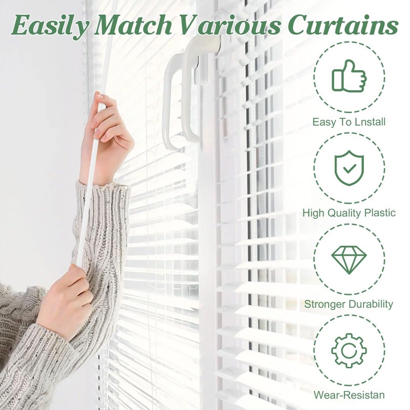 46 Inch Blinds Wand Replacement with Hook, White Plastic Blind